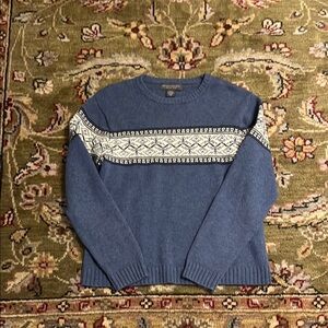 Banana Republic Blue and White Crewneck Sweater Classic Knit